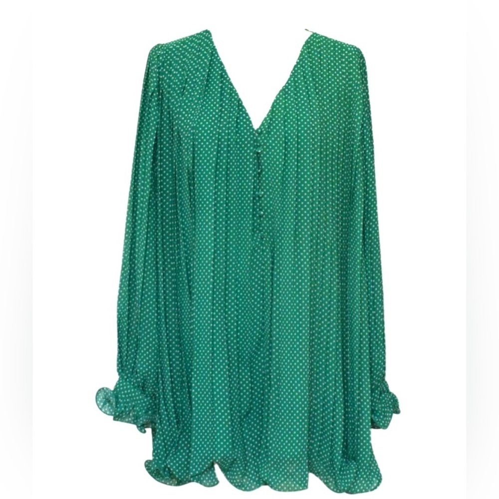 VICI Endless Rose Viera Polka Dot Pleated Romper Long Sleeves Green Size S NWT - Picture 3 of 11